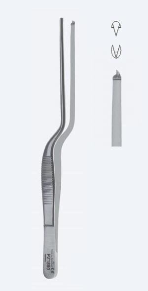 Пінцети, хірургічні, "Lucae", байонетної форми, прямі, кінчик 2,2 мм, зубці 1 х 2, загальна довжина 140 мм, 5 1/2". Бренд - Asanus Medizintechnik Gmb, Німеччина